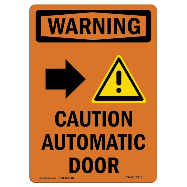 Safety Sign, OSHA WARNING, 24" Height, Rigid Plastic, Caution Automatic, Portrait, WS-P-1824-V-13010